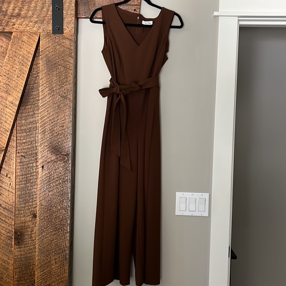 Calvin Klein Pants - CALVIN KLEIN WIDE LEG JUMPSUIT..GORGEOUS BROWN...PERFECT FOR FALL! SZ 6/OFFERS?